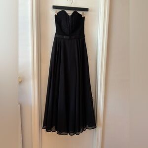 Allure Bridals Black Strapless Lace Bodice Evening Gown